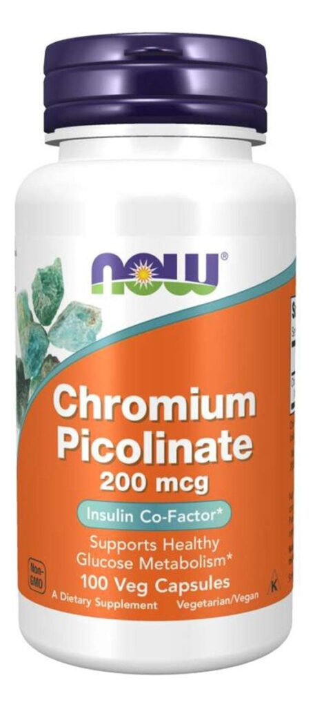 Picolinato De Cromo 200mcg 100 Capsulas Chromium - Now Foods Sabor Sem Sabor