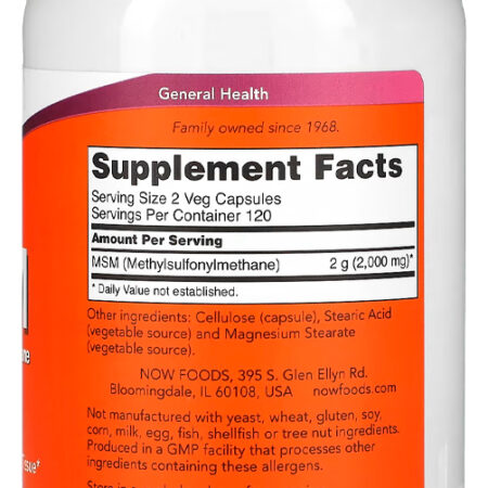 Msm 1000mg 240 Cápsulas Importado 3un Now Foods - Imagem 4