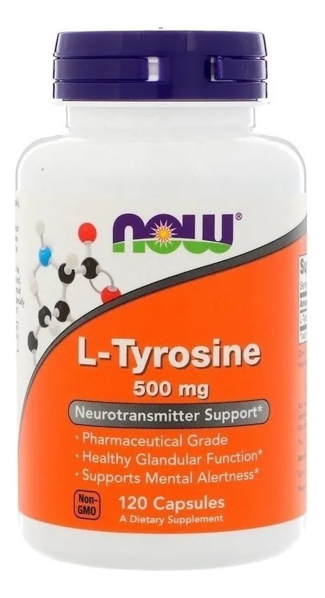 L Tyrosine Tirosina 500 Mg 120 Cápsulas Now Foods - Imp Eua Sabor Sem - Imagem 4
