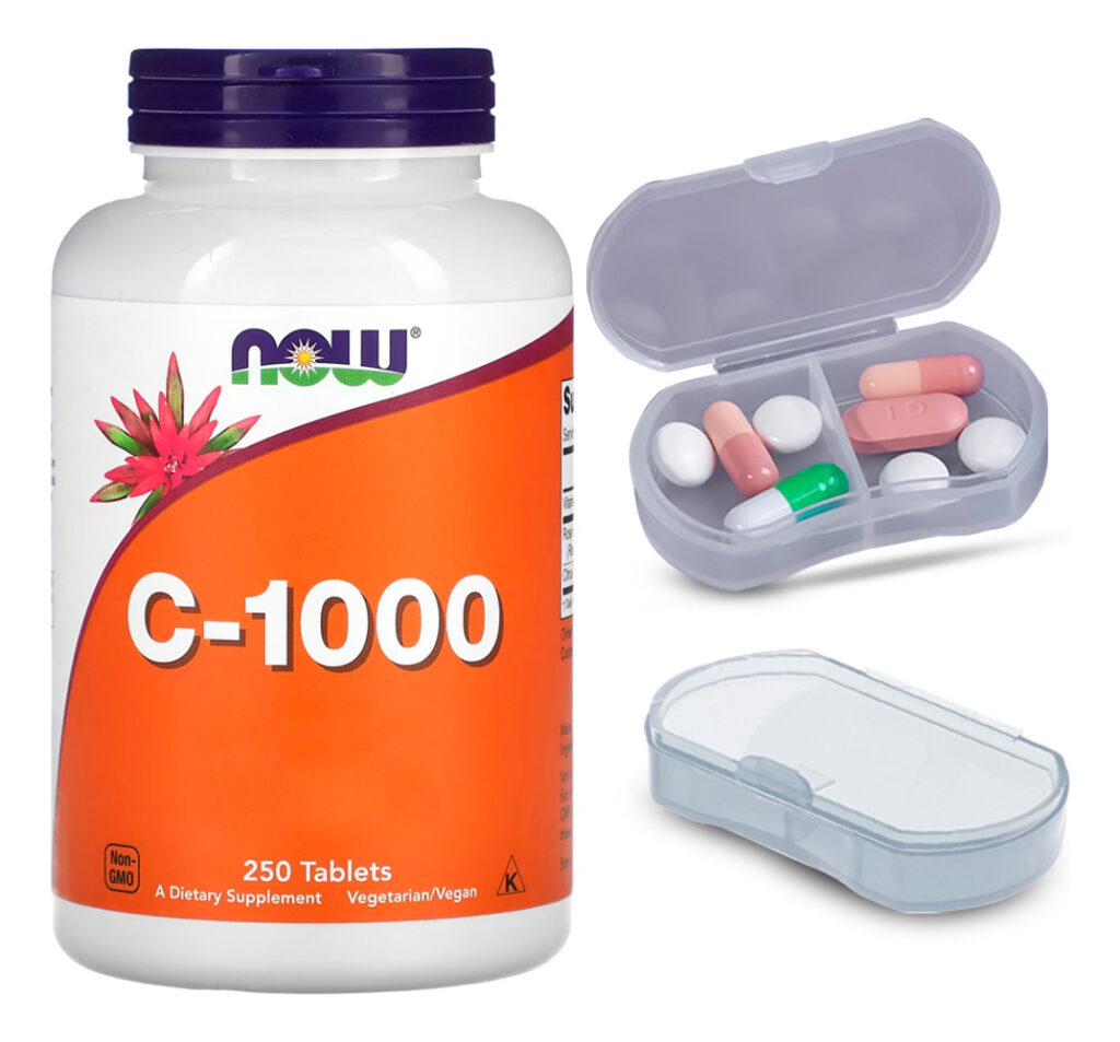 Vitamina C Now R. Hips+bioflavonóide 250tab + Porta Cápsulas