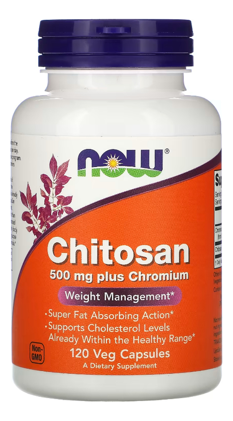 Chitosan 500mg (quitosana) 120 Caps Com Cromo - Now Foods - Imagem 2