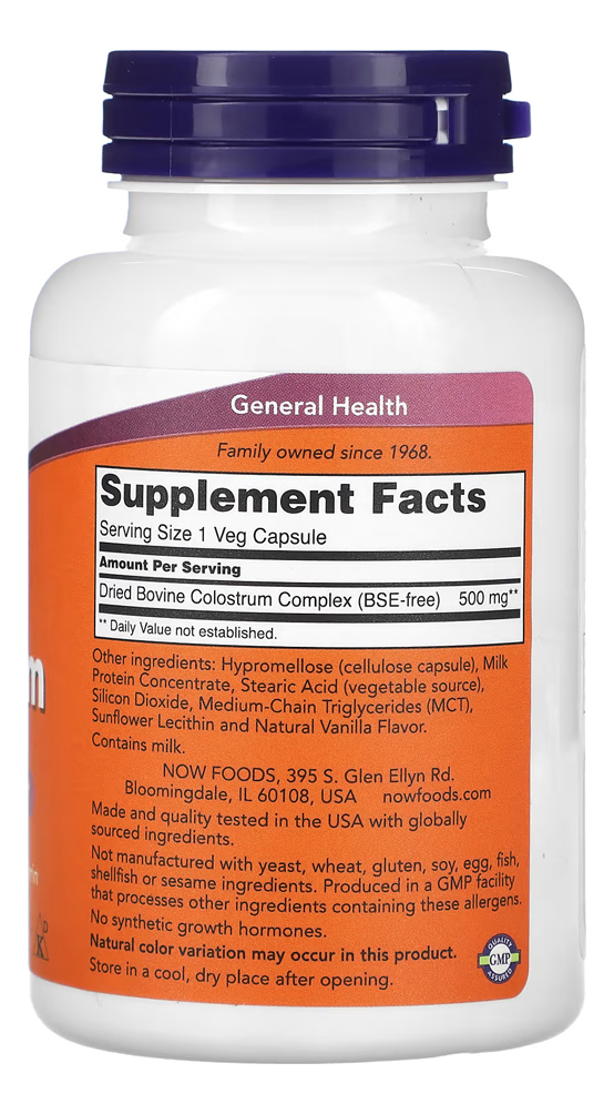 Colostro 500mg Now Foods Colostrum 120 Cáps + Porta Cápsulas - Imagem 2