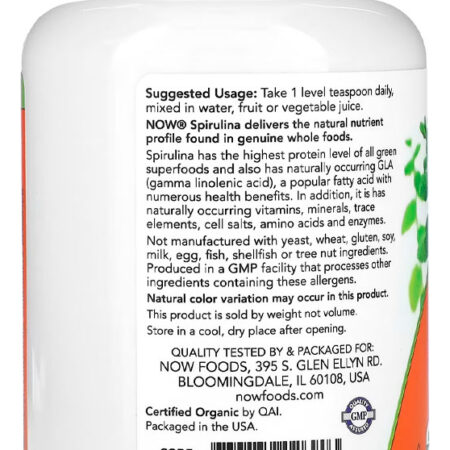 Spirulina Em Pó Now Foods 113g Orgânico Importado - Imagem 2
