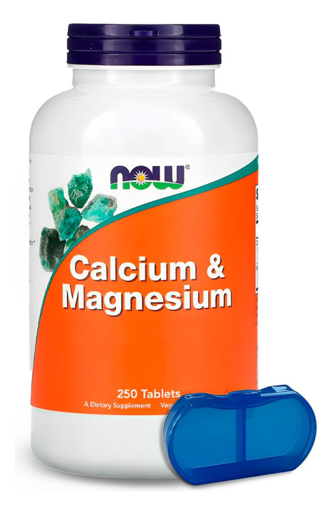 Cálcio E Magnésio 500/250mg Now Foods 250 Tabs +porta Cáps
