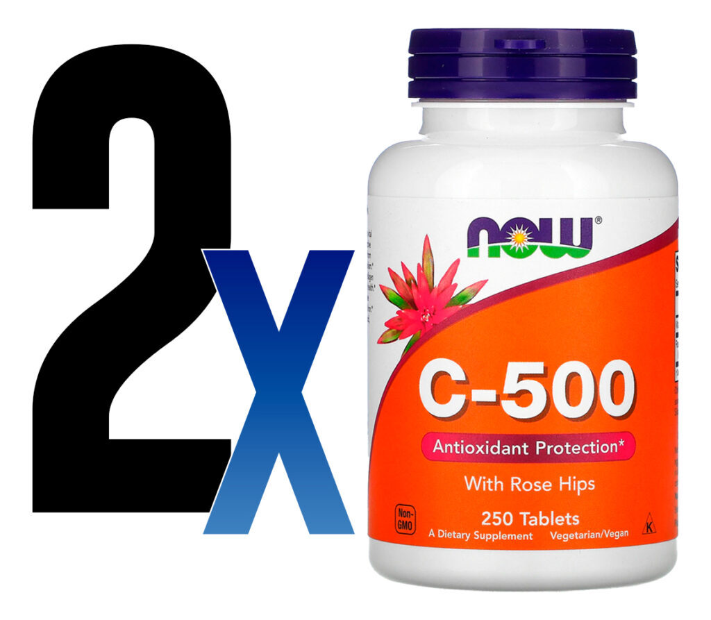 Vitamina C 500mg E Rosa Mosqueta Now Foods 250tabls 2un - Imagem 2