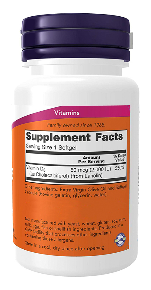 Vitamina D3 2000 Iu Alta Potência Now Foods 120softgls 2un - Imagem 5