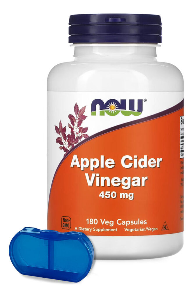 Vinagre De Maçã 450mg Now Foods 180 Veg Cáps + Porta Cápsula
