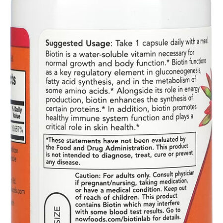 Biotina 5000mcg Now Foods 60 Cáps + Porta Cápsulas - Imagem 3