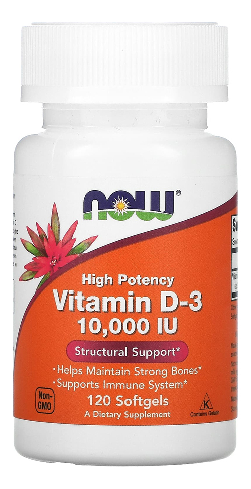 Vitamina D3 10000iu Alta Potencia Now 120 Softgels 4un Sabor Sem Sabor