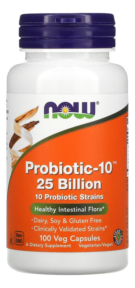 Probiotic-10 25 Billion Now Foods 100capsulas Veg Eua/usa Sabor Sem Sabor