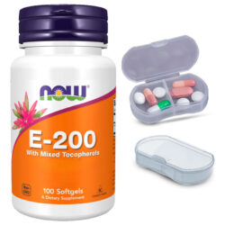 Vitamina E-200 Now Foods Tocoferóis 100sof + Porta Cápsulas