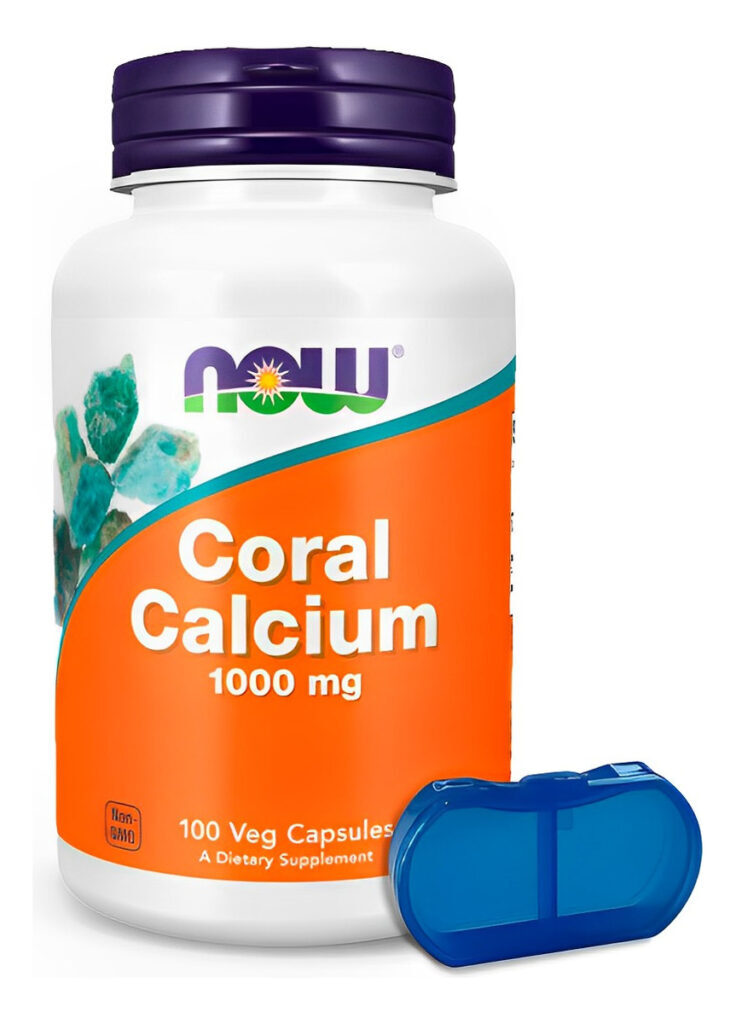 Coral Cálcio 1000mg Now Foods 100 Cáps + Porta Cápsulas