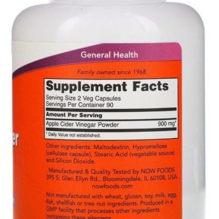 Vinagre De Maçã Now Foods Vinagre De Maçã 180 Cápsulas - Imagem 2