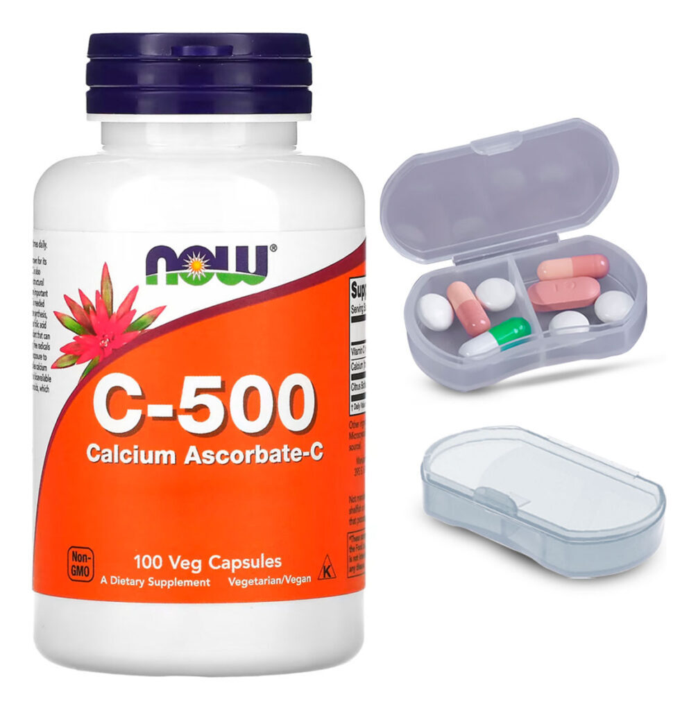Vitamina C Now Foods 100 Capsulas + Porta Cápsulas