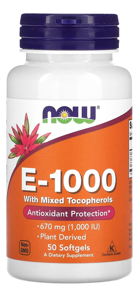 Vitamina E-1000 670mg Now Foods 50 Softgels Importado