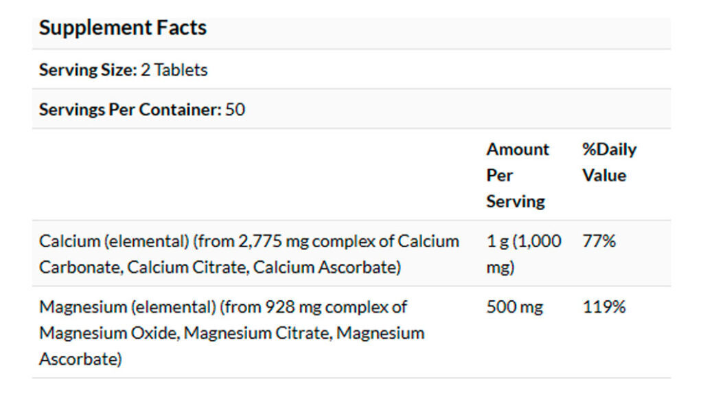 Now Foods Cálcio E Magnésio 500/250mg 100 Tabs Importado - Imagem 4