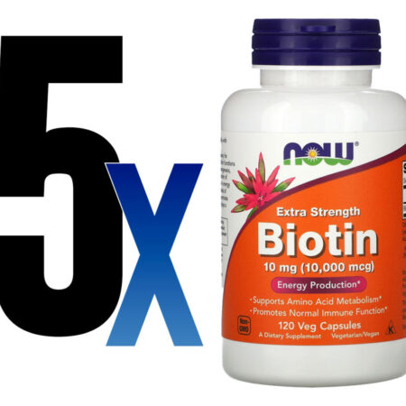 Biotina 10mg Extra Força Now Foods 120veg Caps 5un - Imagem 2