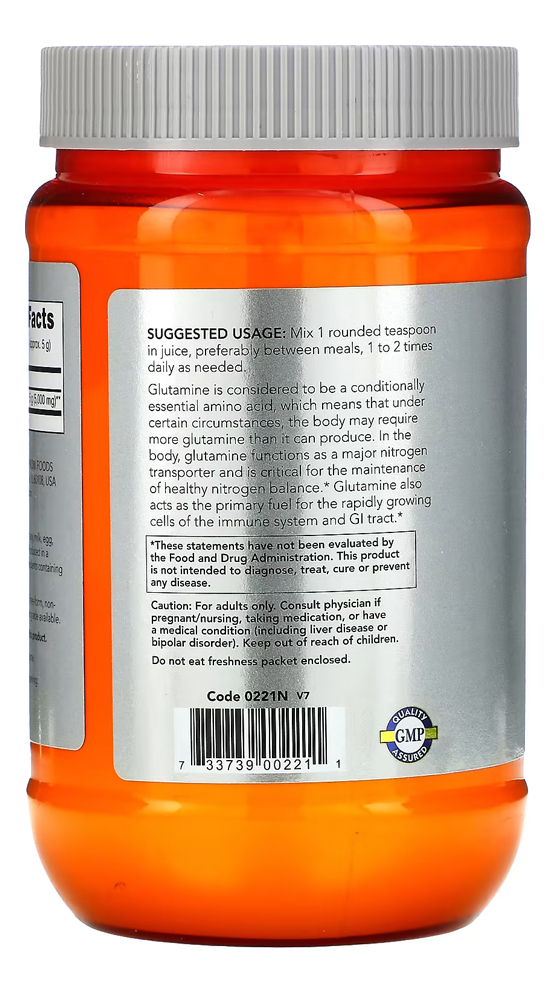 L-glutamina Pó Now Foods 454g Forma Livre + Porta Cápsulas - Imagem 3