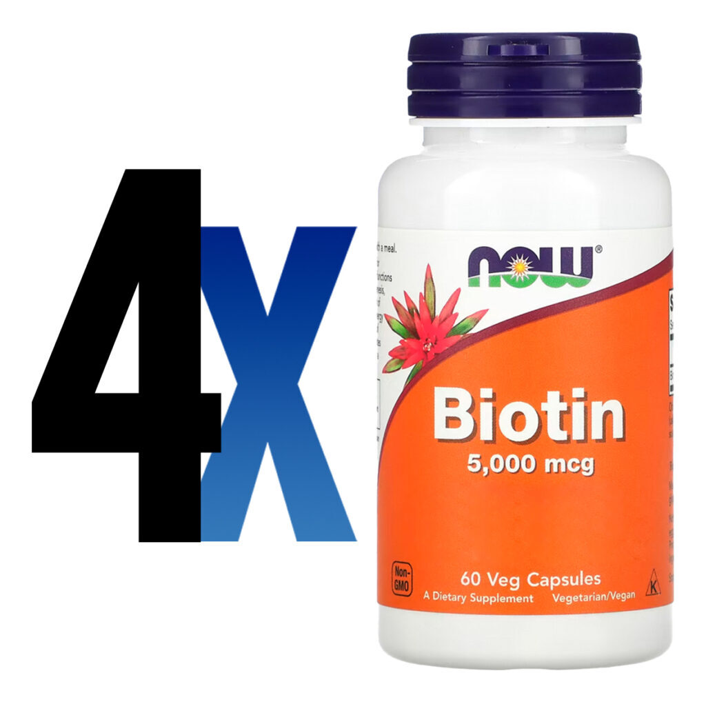 Biotina 5000mcg 60 Veg Cáps Importado 4un Now Foods - Imagem 2