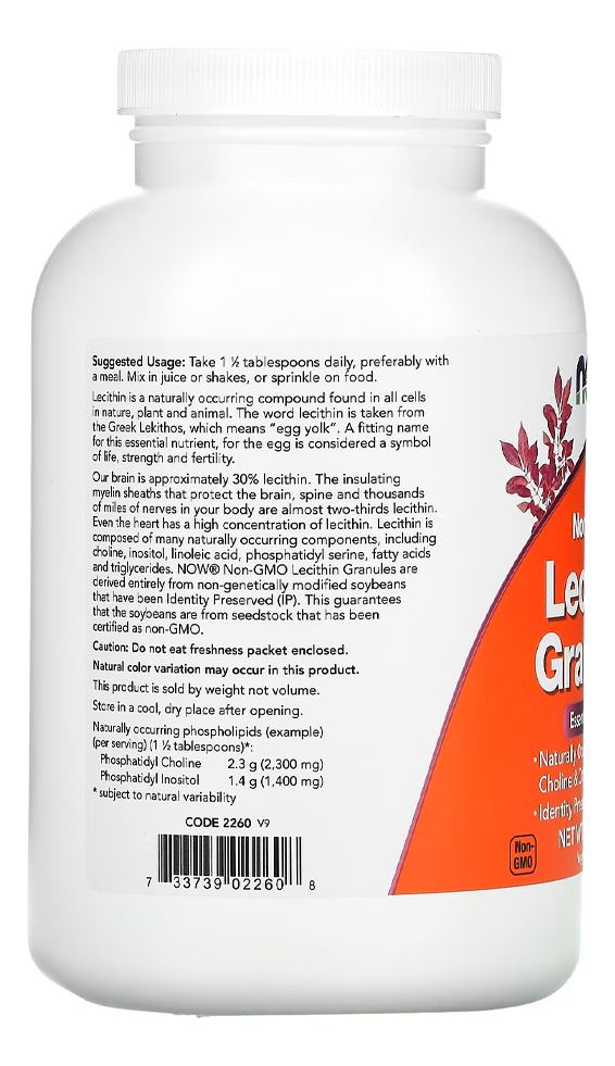 Lecitina Grânulos Now Foods 454g + Porta Cápsulas - Imagem 2