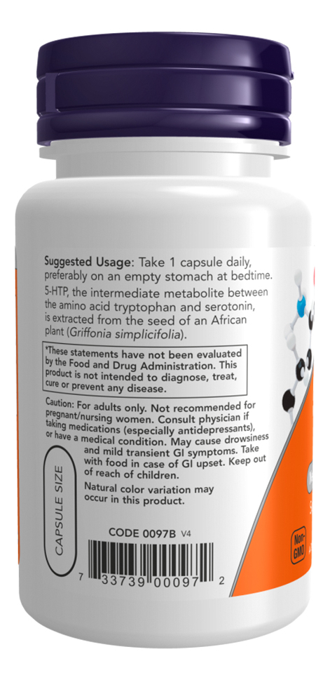 5-h-t-p 50mg Now Foods 30 Caps + Porta Cápsulas - Imagem 3