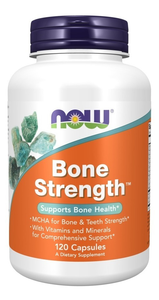 Now Foods Bone Strength C/ Vitaminas E Minerais 120 Cápsulas De Sabor Insípido