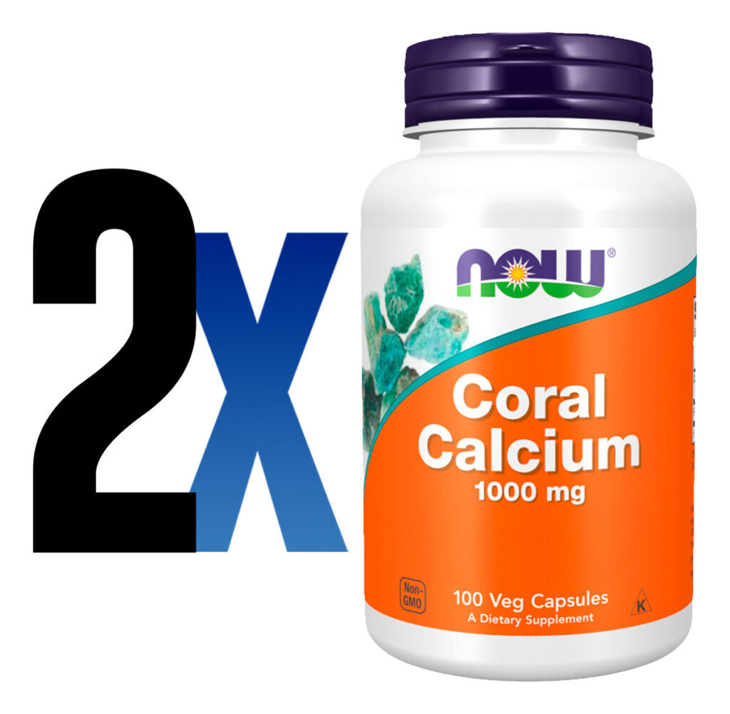 Coral Cálcio 1000mg 100 Cáps Importado 2un Now Foods - Imagem 2