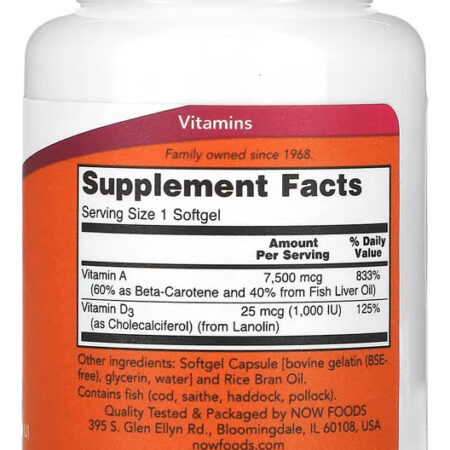 Ultra Vitamina A E D-3 Now Foods 100soft Importado 3un - Imagem 3