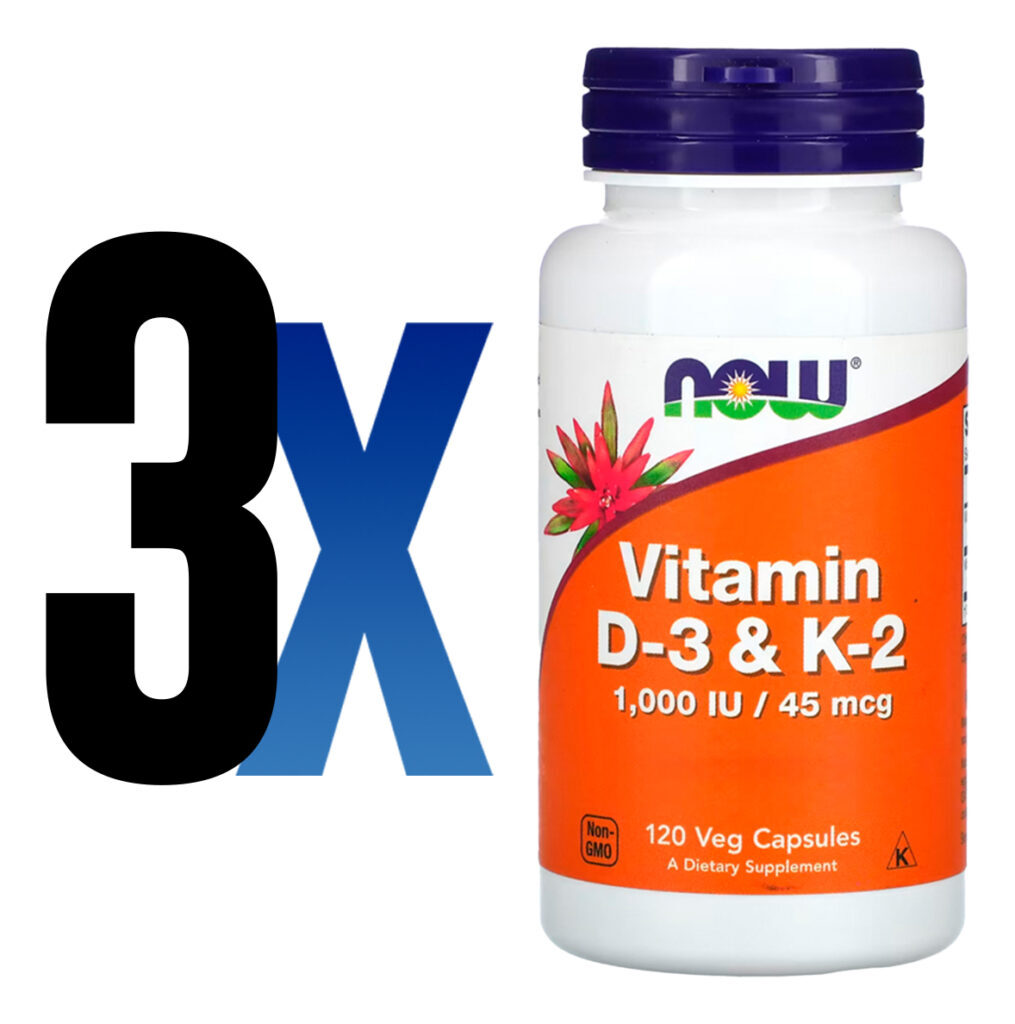 Vitamina D3 25mg+vit K2 45mg Now Foods 120 Cap Importado 3un - Imagem 2