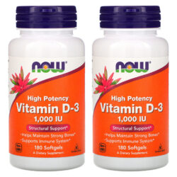 Vitamina D3 1000 Iu Alta Potência Now Foods 180softgls 2un