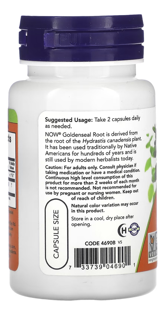 Raiz De Goldenseal 500mg Now Foods 50 Caps + Porta Cápsulas - Imagem 3