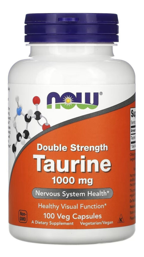 Taurine 1000mg Força Dupla 100 Cápsulas Taurina - Now Foods