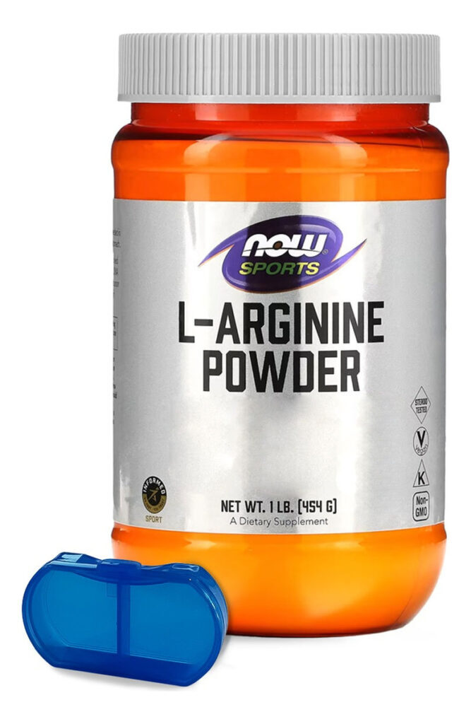 L-arginina Em Pó Now Foods Sports 454g + Porta Cápsulas