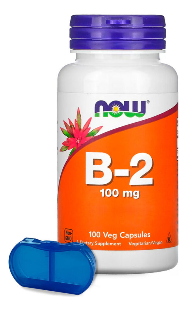 Vitamina B-2 100mg Now Foods 100 Cáps + Porta Cápsulas