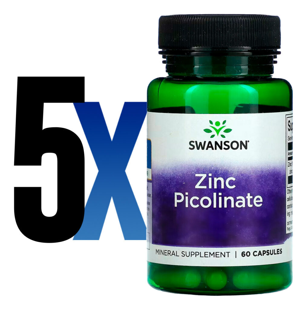 Picolinato De Zinco 22mg Swanson 60 Caps Importado 5un - Imagem 2