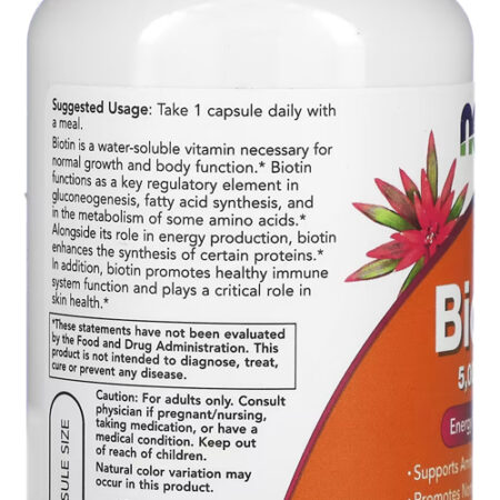 Biotina 5000mcg Now Foods 120veg Caps Importado Eua/usa - Imagem 3