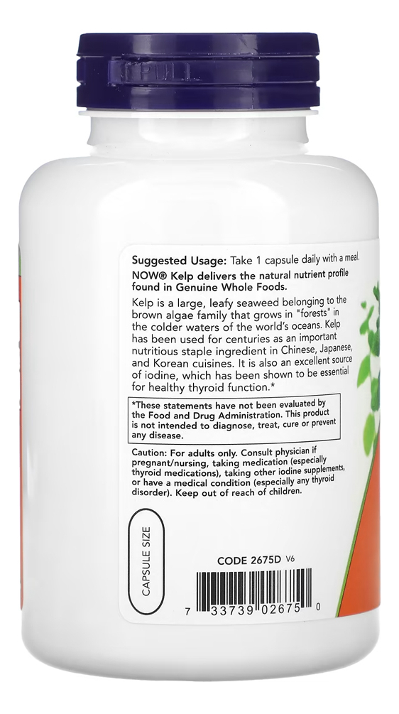 Kelp 325mcg Iodo Natural Now Foods250 Caps Importado 5un - Imagem 4