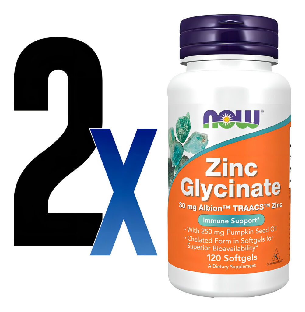 Glicinato De Zinco 30mg Nowfoods Zinc Glycinate 120softg 2un Sabor Sem Sabor - Imagem 2