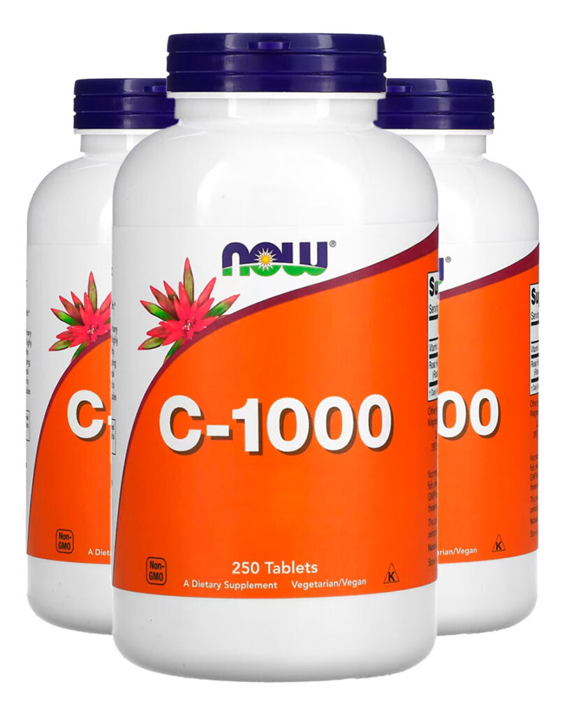 Vitamina C 1000mg+r. Mosqueta 250tab Importado 3un Now Foods