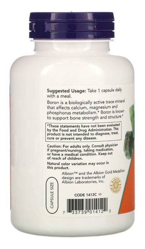 Boron Quelato 3mg 250 Capsulas Now Foods Importado Eua - Imagem 6