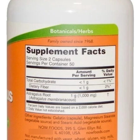 Astragalus 500mg Now Foods 100 Veg Cápsulas Importado Eua - Imagem 4