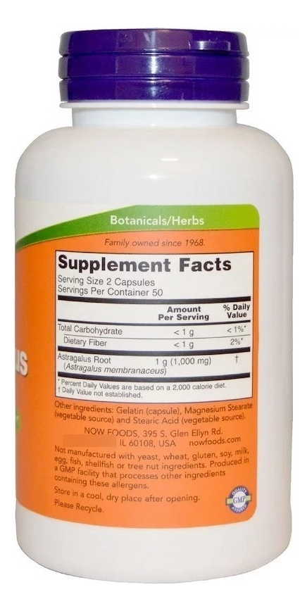 Astragalus 500mg Now Foods 100 Veg Cápsulas Importado Eua - Imagem 4