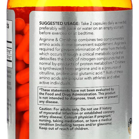 Arginina Ornitina 500mg/250mg 250cap Importado 4un Now Foods - Imagem 4