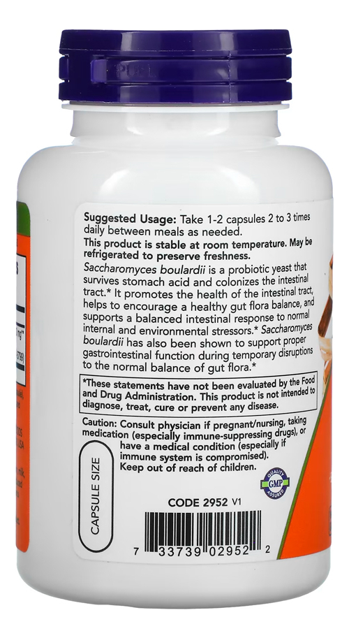 Saccharomyces Boulardii Probiótico 5bi Now Foods 120cáps - Imagem 2