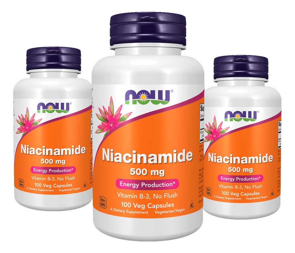 Niacinamida Vit B-3 500mg Now Foods 100 Veg Caps 3un Sabor Sem Sabor