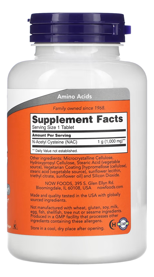 Now Foods Nac N-acetilcisteína 1000mg 120tabs - Imagem 2