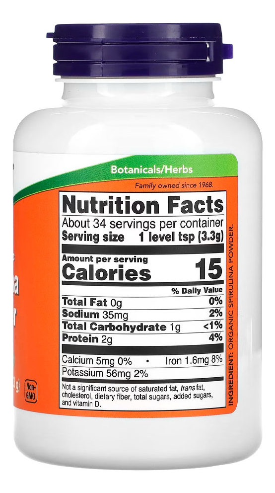 Spirulina Em Pó Now Foods 113g Orgânico Importado - Imagem 3