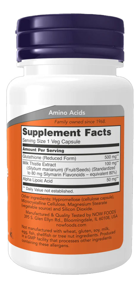Glutationa 500mg Glutathione 30 Veg Caps Now Foods Sabor N/a - Imagem 2