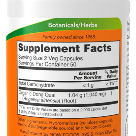 Dong Quai 520 Mg Now Foods 100 Cáps Porta Cápsulas - Imagem 2