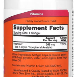 Vitamina E-400 268mg Now Foods 100 Softgels + Porta Cápsulas